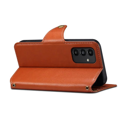 DENIOR For Samsung Galaxy A13 5G Case Cowhide Texture Stand Wallet Phone Cover