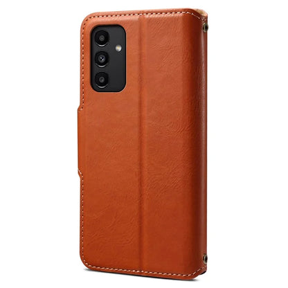 DENIOR For Samsung Galaxy A13 5G Case Cowhide Texture Stand Wallet Phone Cover