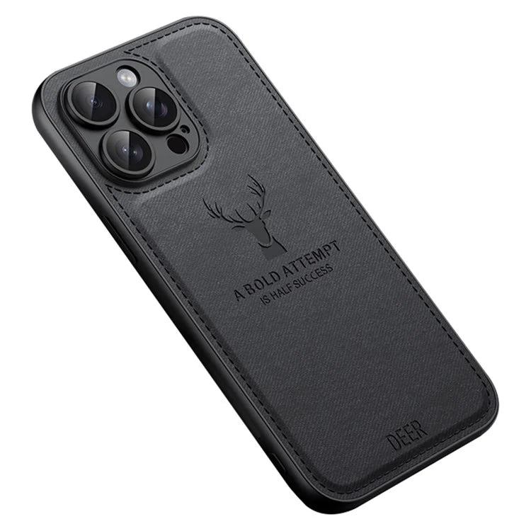 For iPhone 12 Pro Case Imprinted Deer Pattern PU Leather Coating Phone Back Cover