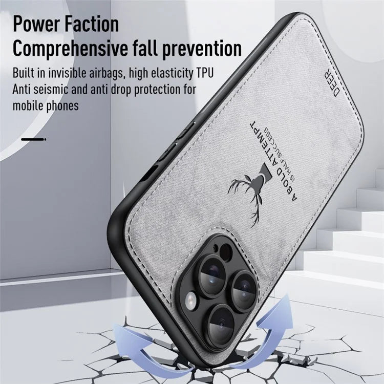 For iPhone 12 Pro Case Imprinted Deer Pattern PU Leather Coating Phone Back Cover