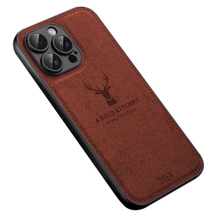 For iPhone 12 Pro Case Imprinted Deer Pattern PU Leather Coating Phone Back Cover