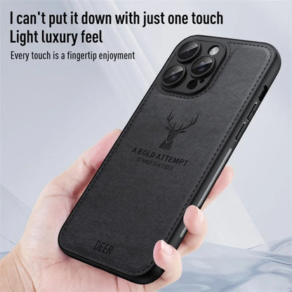 For iPhone 12 Pro Case Imprinted Deer Pattern PU Leather Coating Phone Back Cover
