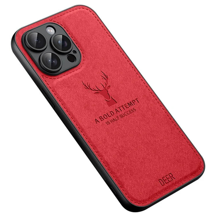 For iPhone 14 Pro Max Case Deer Pattern Bump Proof Phone Cover with Cloth Texture