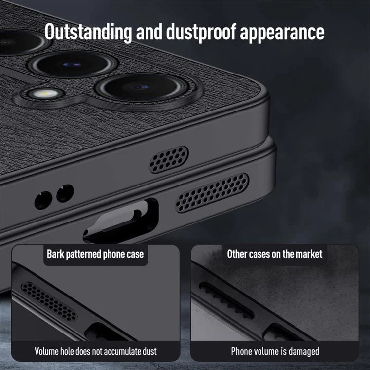 For Samsung Galaxy A55 5G Phone Case Wood Texture Leather Coated PC+TPU Anti-drop Cover