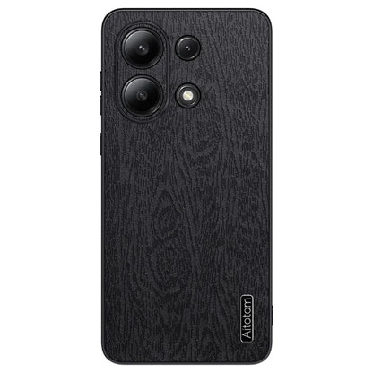 For Xiaomi Redmi Note 13 4G Case Wood Texture Leather Coated PC+TPU Phone Cover