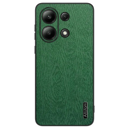 For Xiaomi Redmi Note 13 4G Case Wood Texture Leather Coated PC+TPU Phone Cover