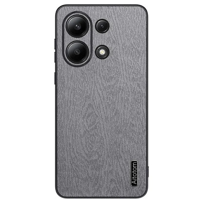 For Xiaomi Redmi Note 13 4G Case Wood Texture Leather Coated PC+TPU Phone Cover