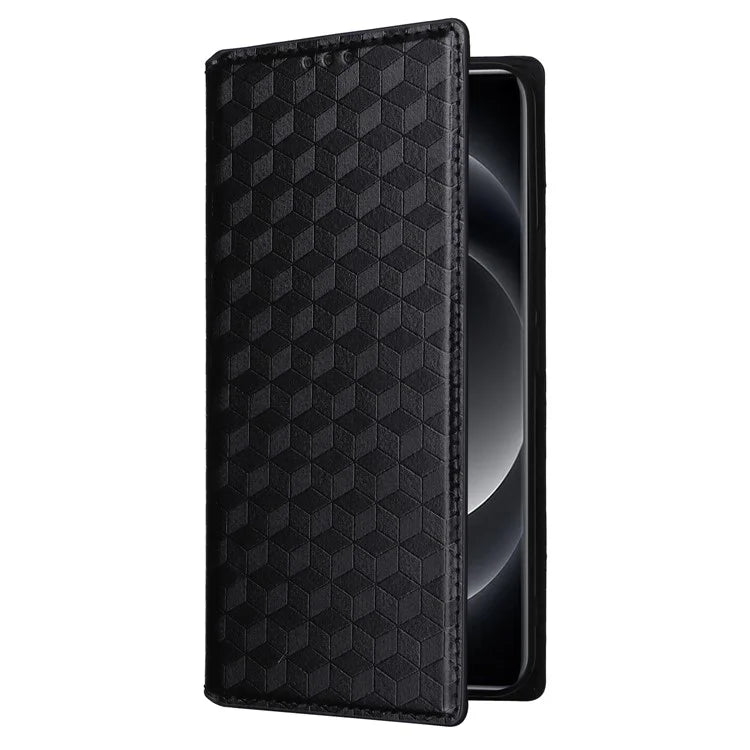 For Xiaomi 14 Ultra Leather Case Rhombus Imprinted Flip Stand Phone Protector