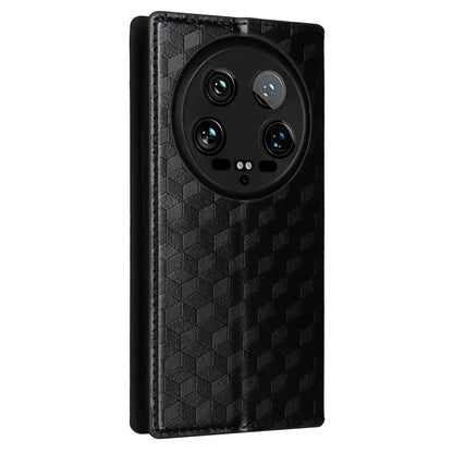 For Xiaomi 14 Ultra Leather Case Rhombus Imprinted Flip Stand Phone Protector