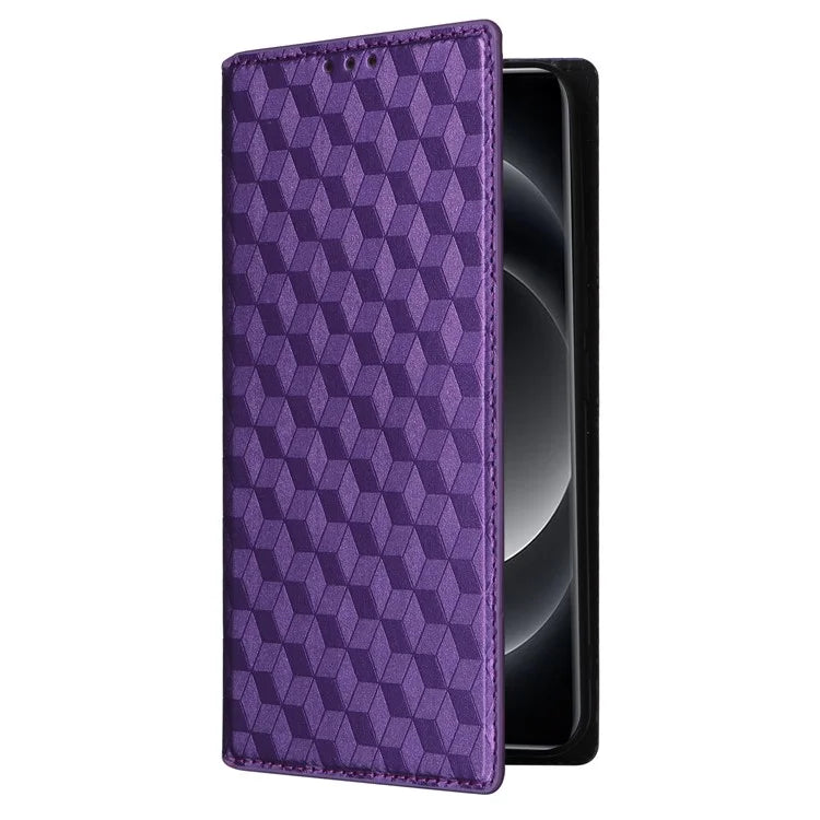 For Xiaomi 14 Ultra Leather Case Rhombus Imprinted Flip Stand Phone Protector