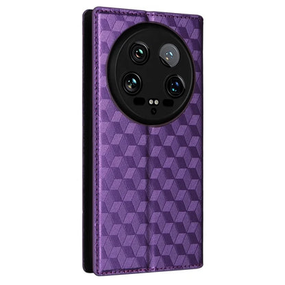 For Xiaomi 14 Ultra Leather Case Rhombus Imprinted Flip Stand Phone Protector