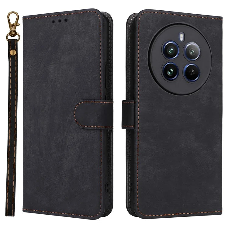 For Realme 12 Pro 5G / 12 Pro+ 5G Case RFID Blocking Leather Flip Phone Cover with Strap