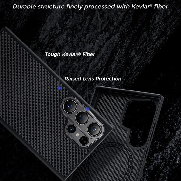 BENKS For Samsung Galaxy S24 Ultra Magnetic Case 600D Kevlar Aramid Fiber+TPU Anti-drop Cover
