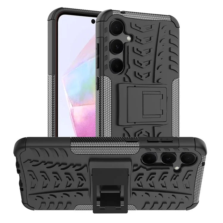 For Samsung Galaxy A35 5G Case Tyre Pattern PC+TPU Kickstand Phone Cover