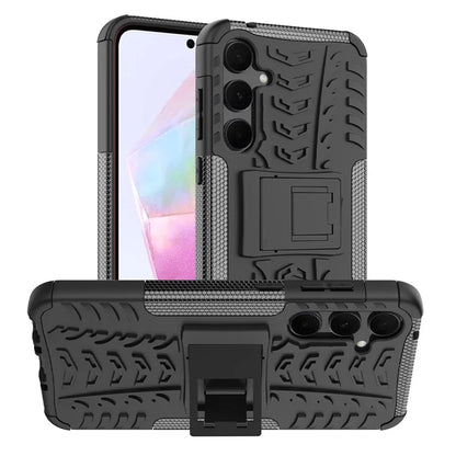 For Samsung Galaxy A35 5G Case Tyre Pattern PC+TPU Kickstand Phone Cover