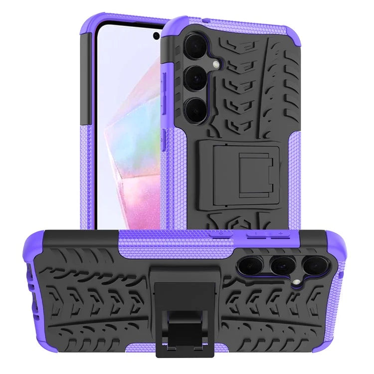 For Samsung Galaxy A35 5G Case Tyre Pattern PC+TPU Kickstand Phone Cover