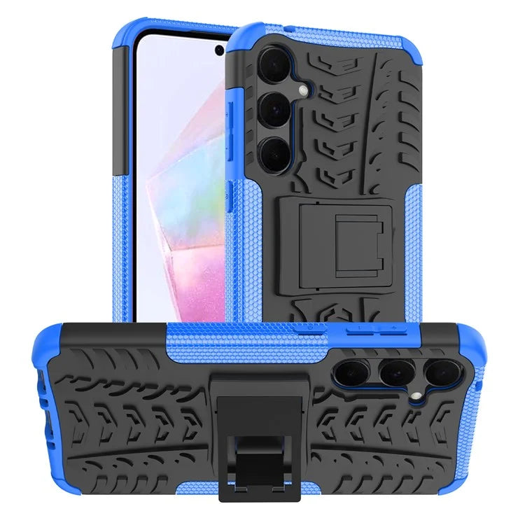 For Samsung Galaxy A35 5G Case Tyre Pattern PC+TPU Kickstand Phone Cover