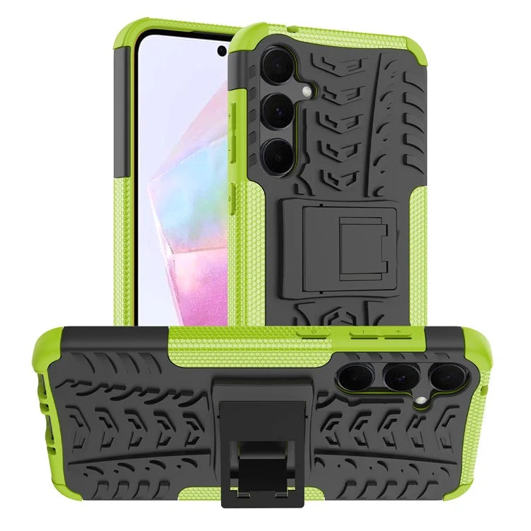 For Samsung Galaxy A35 5G Case Tyre Pattern PC+TPU Kickstand Phone Cover