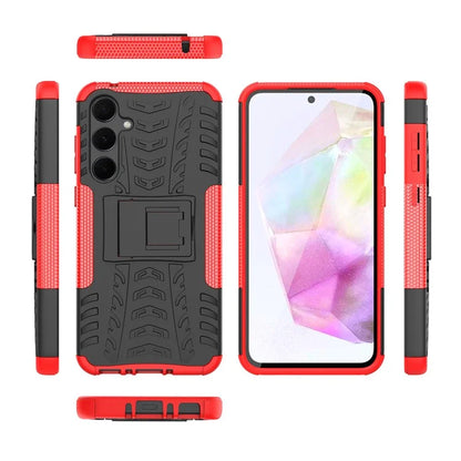 For Samsung Galaxy A35 5G Case Tyre Pattern PC+TPU Kickstand Phone Cover