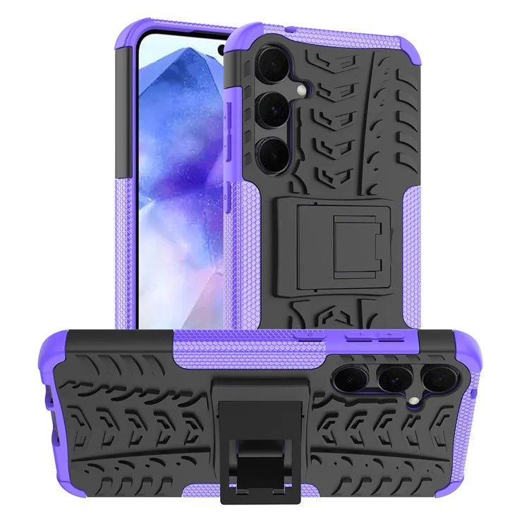 For Samsung Galaxy A55 5G Case PC+TPU Kickstand Phone Cover Cool Tyre Pattern