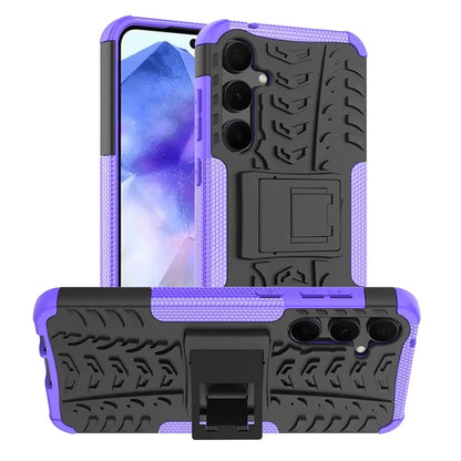 For Samsung Galaxy A55 5G Case PC+TPU Kickstand Phone Cover Cool Tyre Pattern