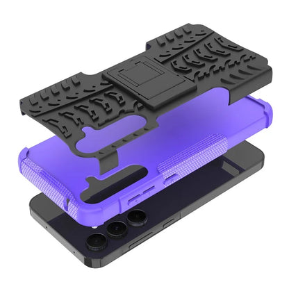For Samsung Galaxy A55 5G Case PC+TPU Kickstand Phone Cover Cool Tyre Pattern