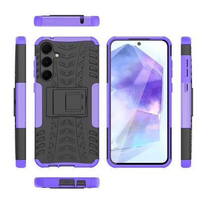 For Samsung Galaxy A55 5G Case PC+TPU Kickstand Phone Cover Cool Tyre Pattern