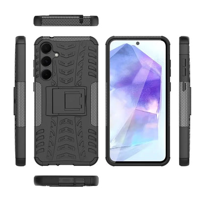 For Samsung Galaxy A55 5G Case PC+TPU Kickstand Phone Cover Cool Tyre Pattern