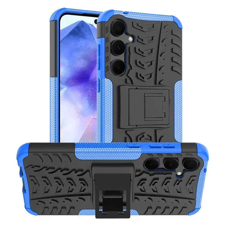For Samsung Galaxy A55 5G Case PC+TPU Kickstand Phone Cover Cool Tyre Pattern