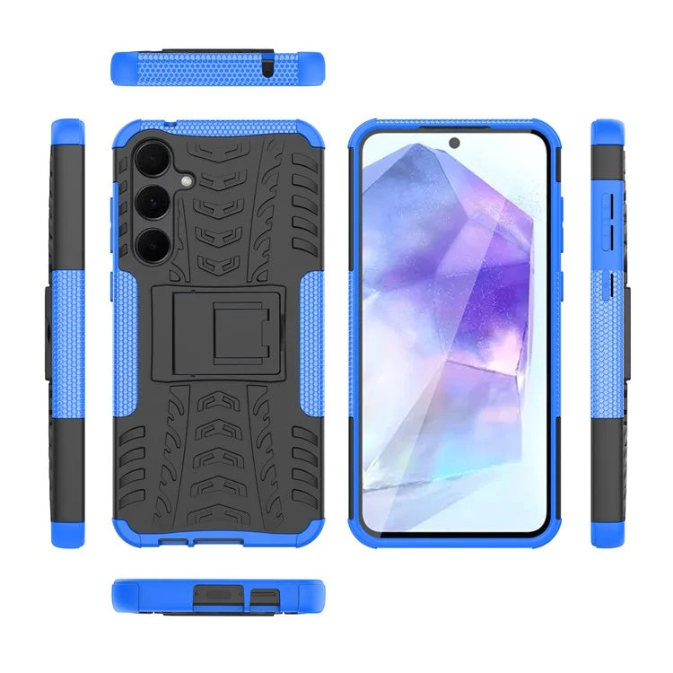 For Samsung Galaxy A55 5G Case PC+TPU Kickstand Phone Cover Cool Tyre Pattern