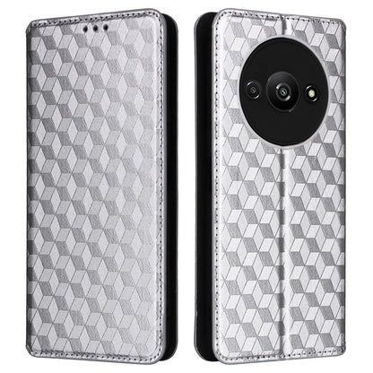 For Xiaomi Redmi A3 / Poco C61 4G Case Wallet PU Leather Phone Cover Rhombus Imprinted