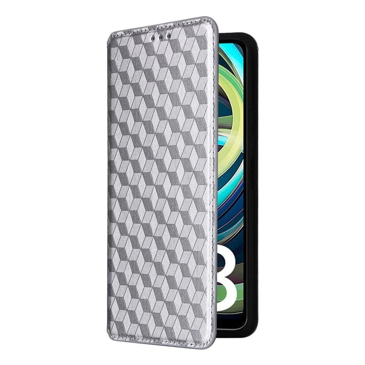 For Xiaomi Redmi A3 / Poco C61 4G Case Wallet PU Leather Phone Cover Rhombus Imprinted