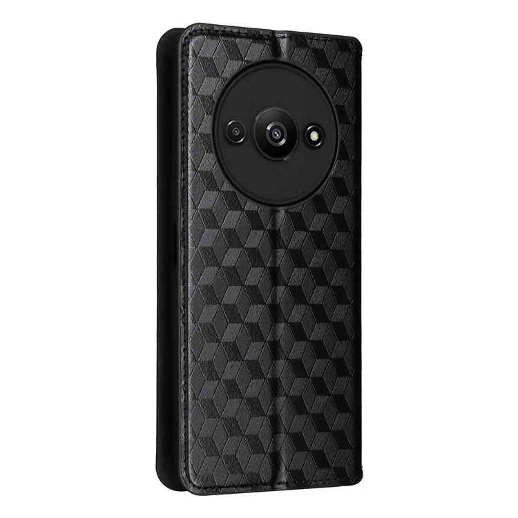For Xiaomi Redmi A3 / Poco C61 4G Case Wallet PU Leather Phone Cover Rhombus Imprinted