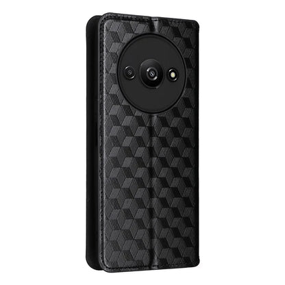 For Xiaomi Redmi A3 / Poco C61 4G Case Wallet PU Leather Phone Cover Rhombus Imprinted