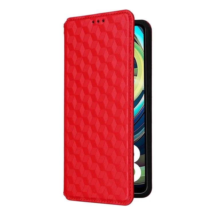 For Xiaomi Redmi A3 / Poco C61 4G Case Wallet PU Leather Phone Cover Rhombus Imprinted