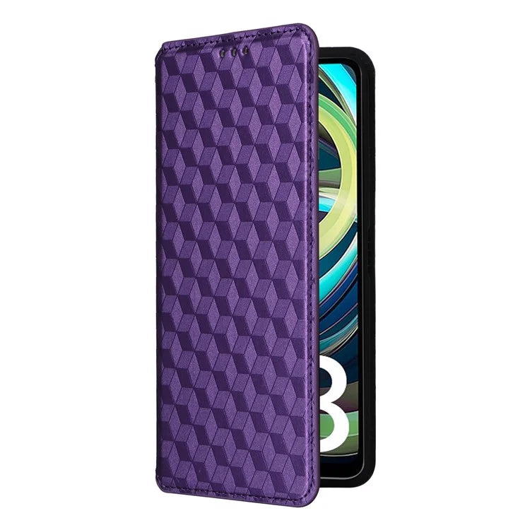 For Xiaomi Redmi A3 / Poco C61 4G Case Wallet PU Leather Phone Cover Rhombus Imprinted