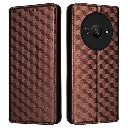 For Xiaomi Redmi A3 / Poco C61 4G Case Wallet PU Leather Phone Cover Rhombus Imprinted