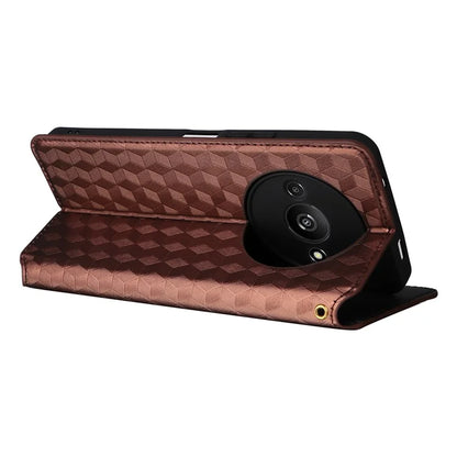 For Xiaomi Redmi A3 / Poco C61 4G Case Wallet PU Leather Phone Cover Rhombus Imprinted