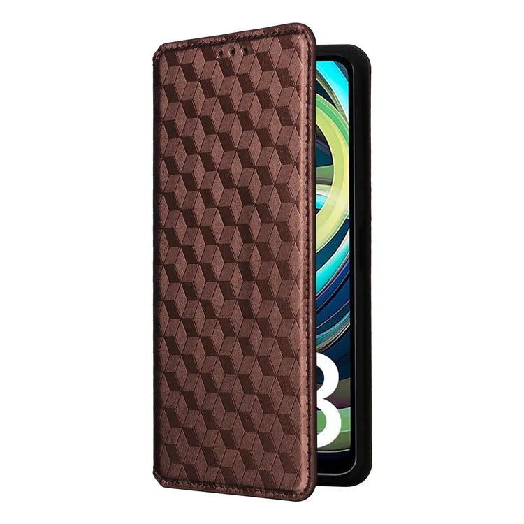 For Xiaomi Redmi A3 / Poco C61 4G Case Wallet PU Leather Phone Cover Rhombus Imprinted