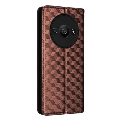 For Xiaomi Redmi A3 / Poco C61 4G Case Wallet PU Leather Phone Cover Rhombus Imprinted