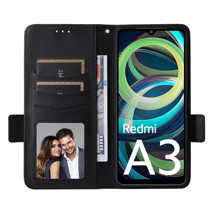 For Xiaomi Redmi A3 / Poco C61 4G Case with Hand Strap Litchi Texture Leather Wallet Phone Cover