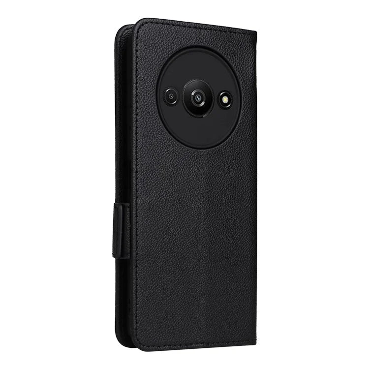 For Xiaomi Redmi A3 / Poco C61 4G Case with Hand Strap Litchi Texture Leather Wallet Phone Cover