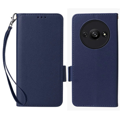 For Xiaomi Redmi A3 / Poco C61 4G Case with Hand Strap Litchi Texture Leather Wallet Phone Cover
