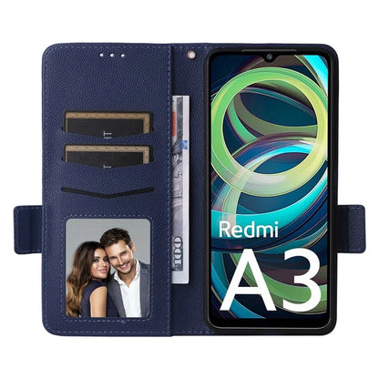 For Xiaomi Redmi A3 / Poco C61 4G Case with Hand Strap Litchi Texture Leather Wallet Phone Cover