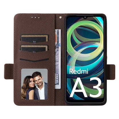 For Xiaomi Redmi A3 / Poco C61 4G Case with Hand Strap Litchi Texture Leather Wallet Phone Cover