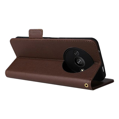 For Xiaomi Redmi A3 / Poco C61 4G Case with Hand Strap Litchi Texture Leather Wallet Phone Cover