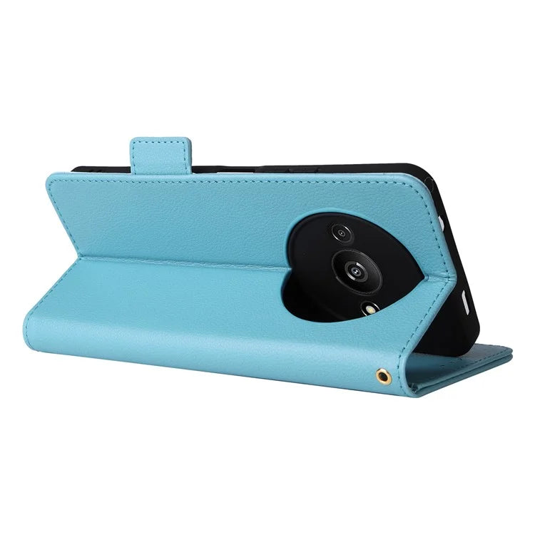 For Xiaomi Redmi A3 / Poco C61 4G Case with Hand Strap Litchi Texture Leather Wallet Phone Cover