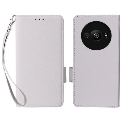 For Xiaomi Redmi A3 / Poco C61 4G Case with Hand Strap Litchi Texture Leather Wallet Phone Cover