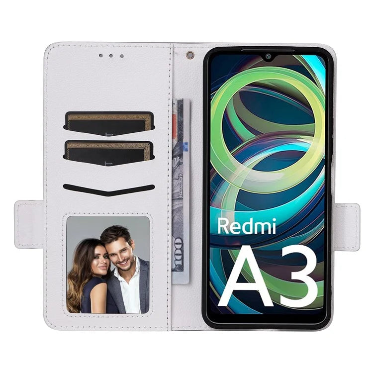For Xiaomi Redmi A3 / Poco C61 4G Case with Hand Strap Litchi Texture Leather Wallet Phone Cover