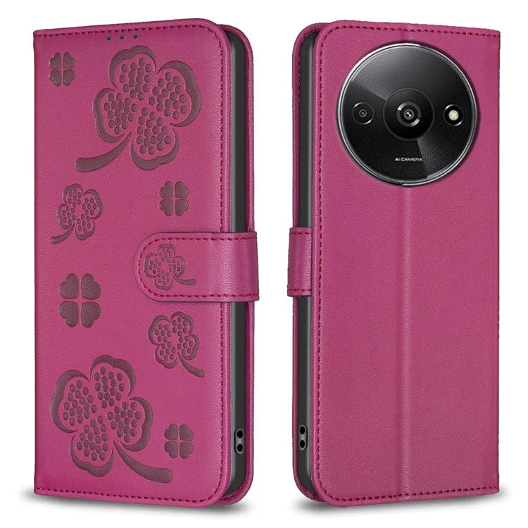 For Xiaomi Redmi A3 Case Lucky Clover Leather Flip Phone Cover